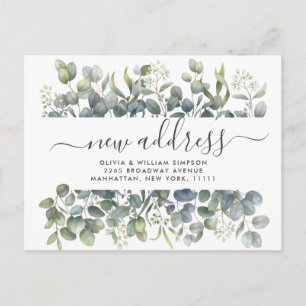 Elegant Watercolor  Eucalyptus Moving Announcement Postcard