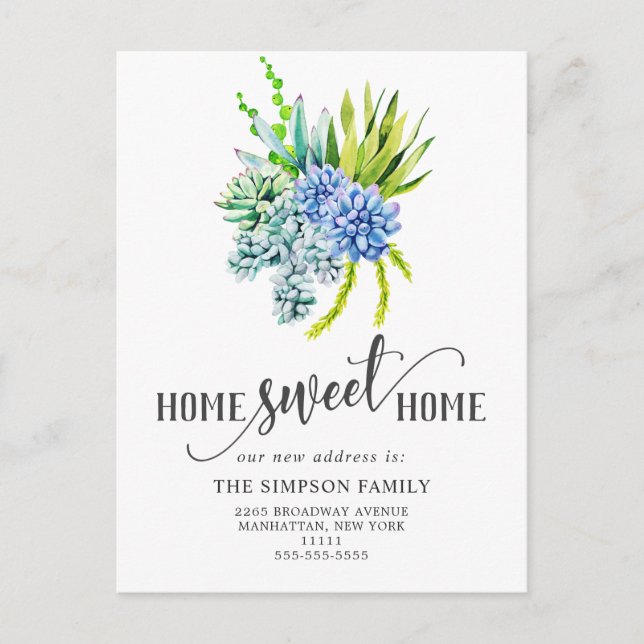 Elegant Watercolor Eucalyptus Moving Announcement Postcard (Front)