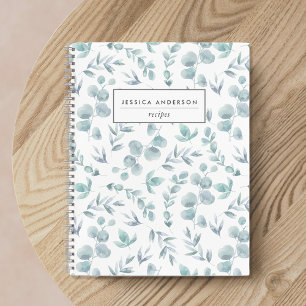 Elegant Watercolor Eucalyptus Personalised Recipe Notebook