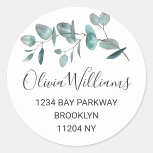 Elegant Watercolor Eucalyptus Return Address Label
