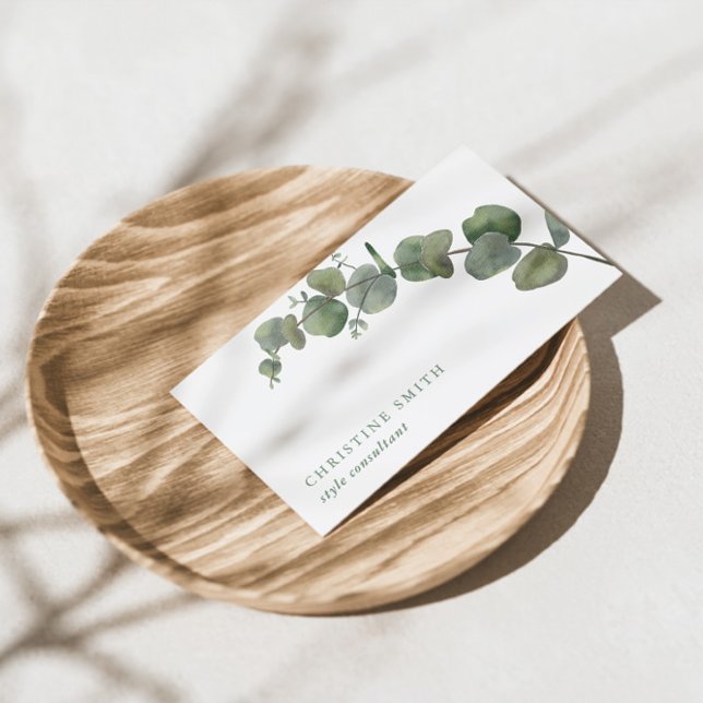 Elegant Watercolor Eucalyptus Simple Greenery Busi Business Card (Creator Uploaded)