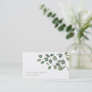 Elegant Watercolor Eucalyptus Simple Greenery Business Card