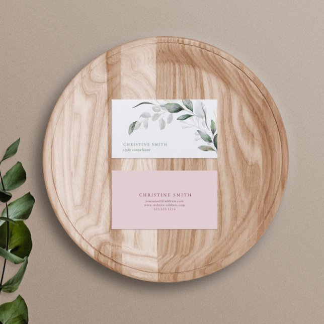 Elegant Watercolor Eucalyptus Simple Greenery Business Card (Creator Uploaded)