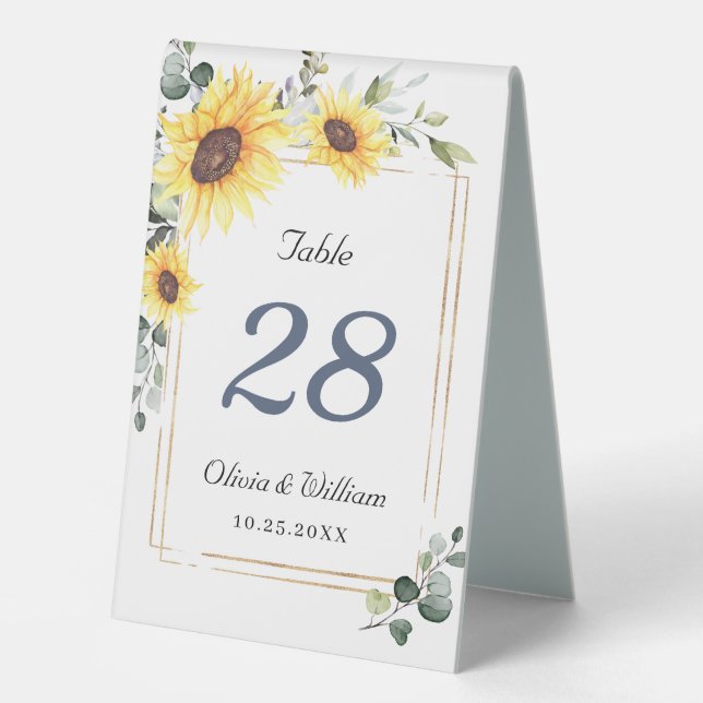 Elegant Watercolor Eucalyptus Sunflowers (Front)