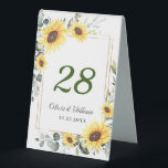 Elegant Watercolor Eucalyptus Sunflowers Table Ten<br><div class="desc">Elegant Watercolor Eucalyptus Sunflowers Table Tent Sign.</div>