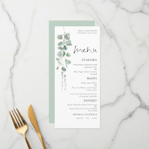 Elegant Watercolor Eucalyptus Wedding Menu