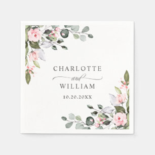Elegant Watercolor Eucalyptus Wedding Paper Napkin
