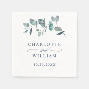 Elegant Watercolor Eucalyptus Wedding Paper Napkin