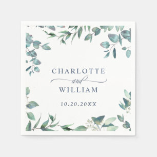 Elegant Watercolor Eucalyptus Wedding Paper Napkin