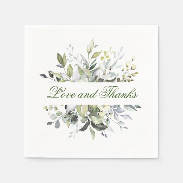 Elegant Watercolor Eucalyptus Wedding Paper Napkin (Front)