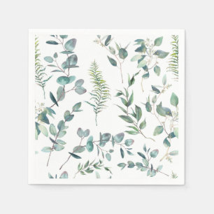 Elegant Watercolor Eucalyptus Wedding Paper Napkin