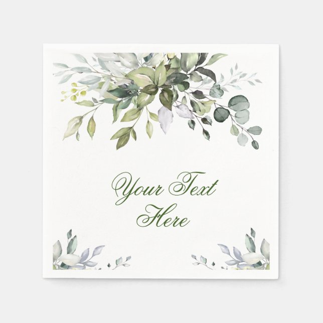 Elegant Watercolor Eucalyptus Wedding Paper Napkin (Front)