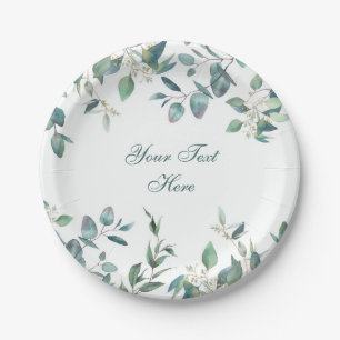 Elegant Watercolor Eucalyptus Wedding Party Paper Plate