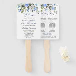Elegant Watercolor Eucalyptus Wedding Program Hand Fan