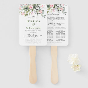 Elegant Watercolor Eucalyptus Wedding Program Hand Fan