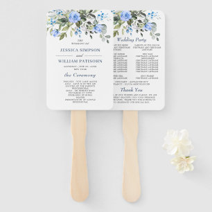 Elegant Watercolor Eucalyptus Wedding Program Hand Fan