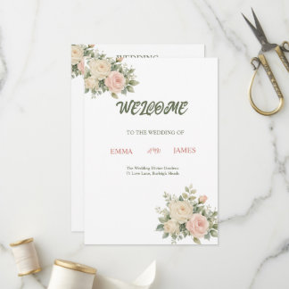 Elegant Watercolor Eucalyptus Wedding Program Programme
