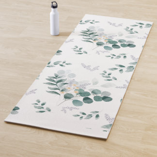 Elegant watercolor eucalyptus yoga mat