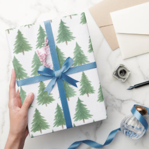 Elegant Watercolor Evergreen Forest Christmas -  Wrapping Paper