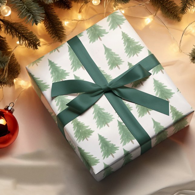 Elegant Watercolor Evergreen Forest Christmas -  Wrapping Paper (Creator Uploaded)