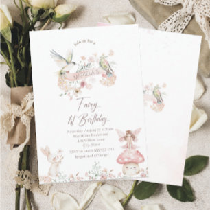 Elegant Watercolor Fairy First Birthday  Baby Show Invitation