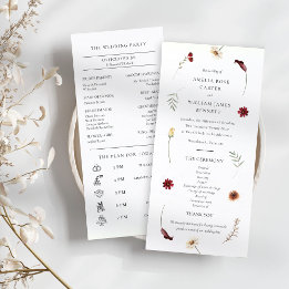 Elegant Watercolor Fall Autumn Wildflower Wedding  Programme