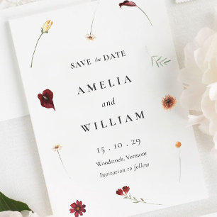 Elegant Watercolor Fall Autumn Wildflower Wedding  Save The Date