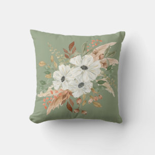 Elegant Watercolor Fall Bouquet Cushion