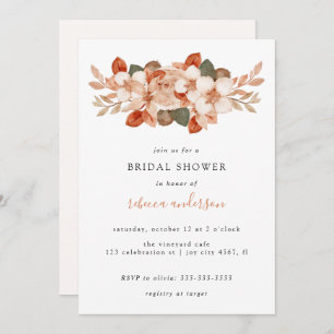 Elegant Watercolor Fall Foliage Bridal Shower Invitation