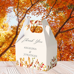 Elegant Watercolor Fall Leaves Autumn Wedding Favour Box