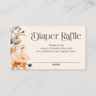 Elegant Watercolor Fall Wildflowers Diaper Raffle Enclosure Card