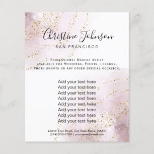 elegant watercolor faux glitter beauty salon flyer