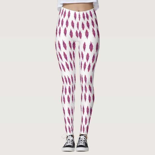 Elegant Watercolor feathers  Custom Leggings (Front)