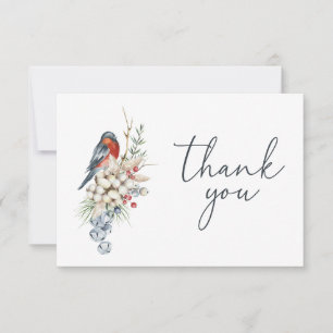 Elegant Watercolor Festive Christmas Bouquet Thank You Card
