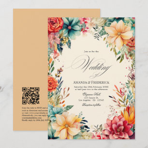 Elegant Watercolor Fiesta Wedding with QR Code Invitation