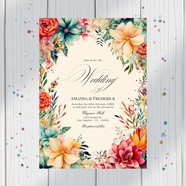 Elegant Watercolor Fiesta Wedding with QR Code Invitation (Elegant Watercolor Fiesta Wedding with QR Code Invitation)