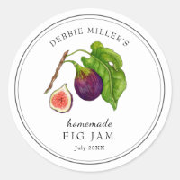 Elegant watercolor Fig on white Jam jar
