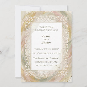 Elegant Watercolor Filigree Wedding Invitation
