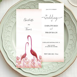Elegant Watercolor Flamingos in Pink Sunset Card