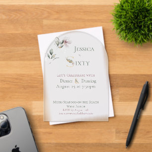 Elegant Watercolor Floral 60th Birthday Frosted Acrylic Invitations
