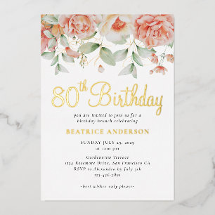 Elegant Watercolor Floral 80th Birthday 