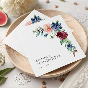 Elegant Watercolor Floral 90th Birthday  Napkin