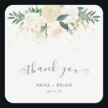 Elegant Watercolor Floral All-Occasion Thank You Square Sticker<br><div class="desc">This sticker design features a harmonious blend of elegance and simplicity. It is ideal for various occasions,  from weddings to showers to gatherings,  and provides a touch of refinement to any occasion/event.</div>