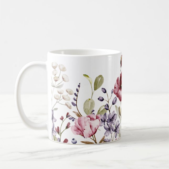 Elegant Watercolor Floral - Artistic Mug (Left)