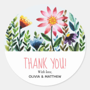Elegant Watercolor Floral Baby Shower Favour Classic Round Sticker