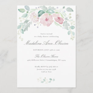 Elegant Watercolor Floral Baby Shower Invitation