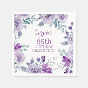 Elegant Watercolor Floral Birthday Napkin