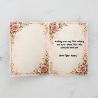 Elegant Watercolor Floral Birthday Wreath Card
