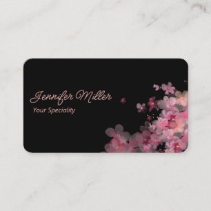 Elegant watercolor floral black   business card