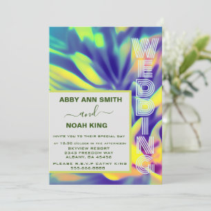 Elegant Watercolor Floral Blue & Yellow Wedding Invitation
